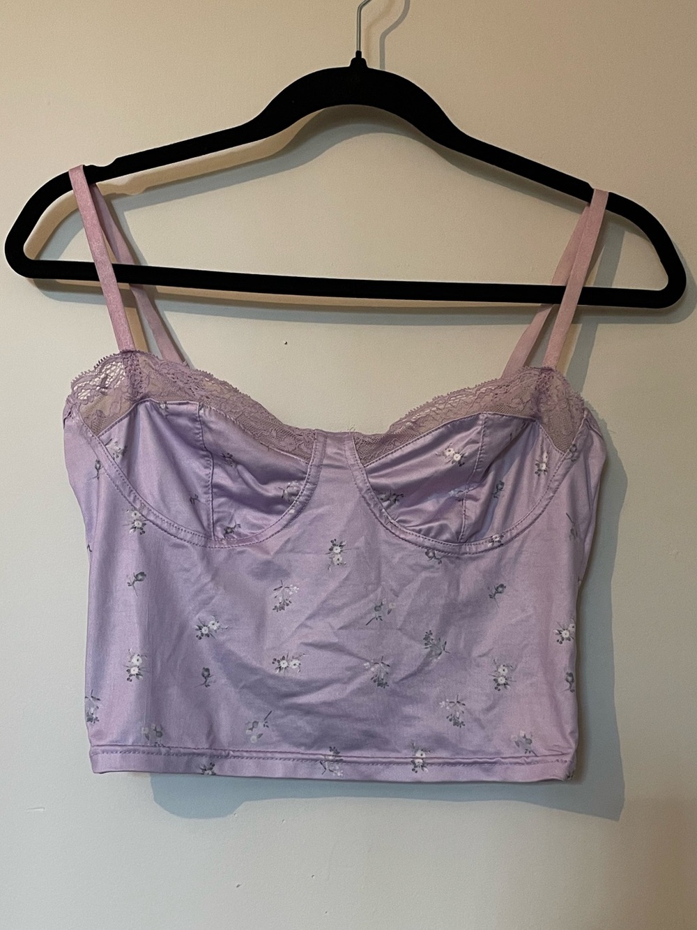 Lavender Floral Lace-Trim bustierTop - Women
